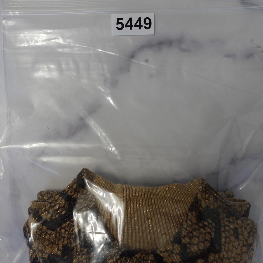 Gold Black Bronze Snake Metallic Mock Neck Sleeveless Knit Top Small Vintage Y2K - Picture 6 of 7